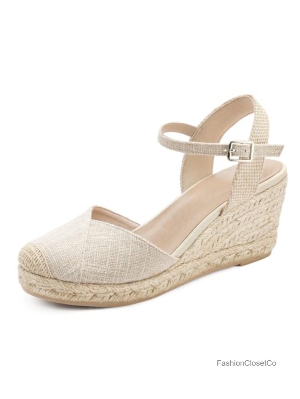 Women's Espadrille Wedge Sandals Closed Toe Platform Summer Shoes Adjustable